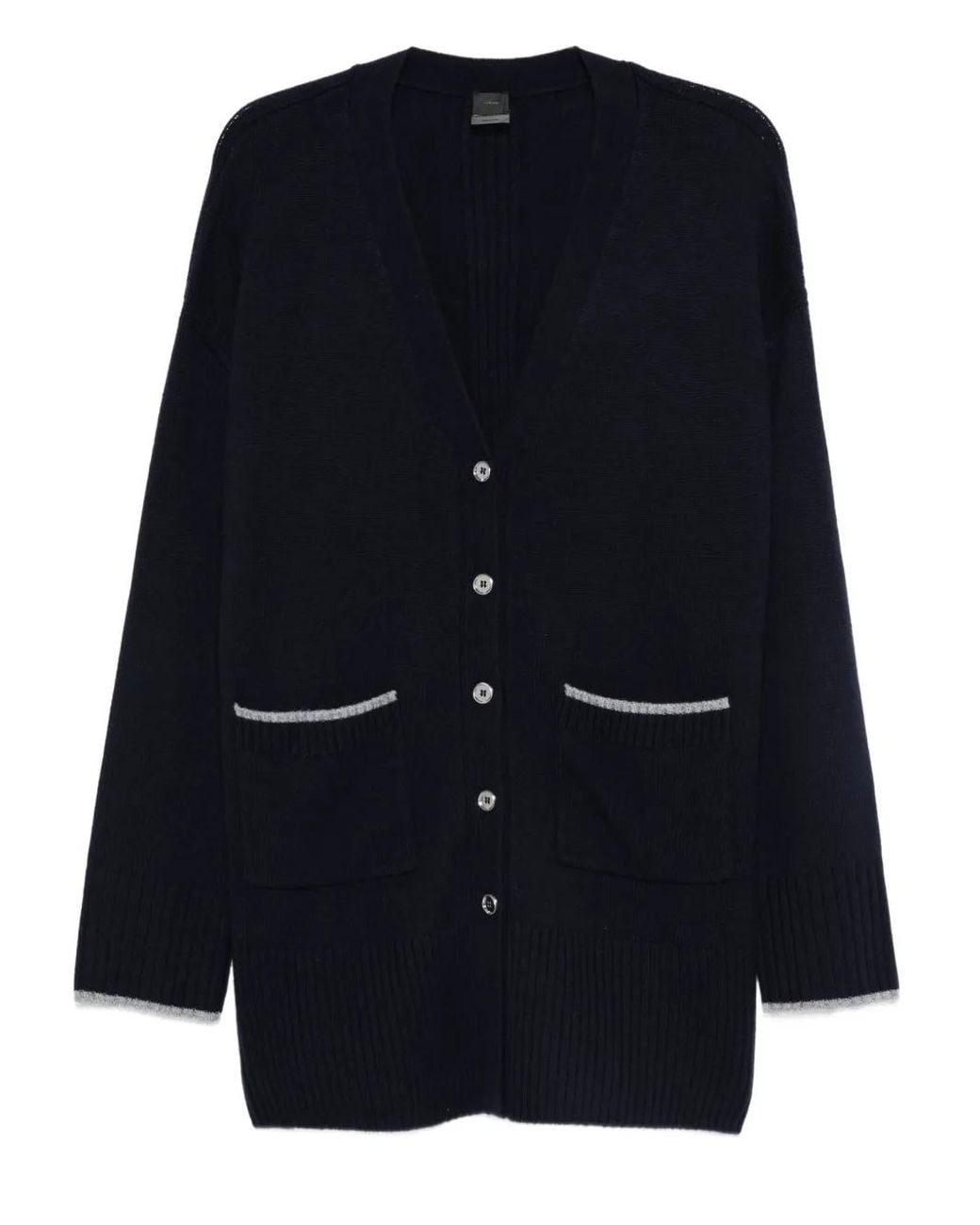 Pinko Blue Long-Sleeved Cardigan Sweater With Deep V-Neck