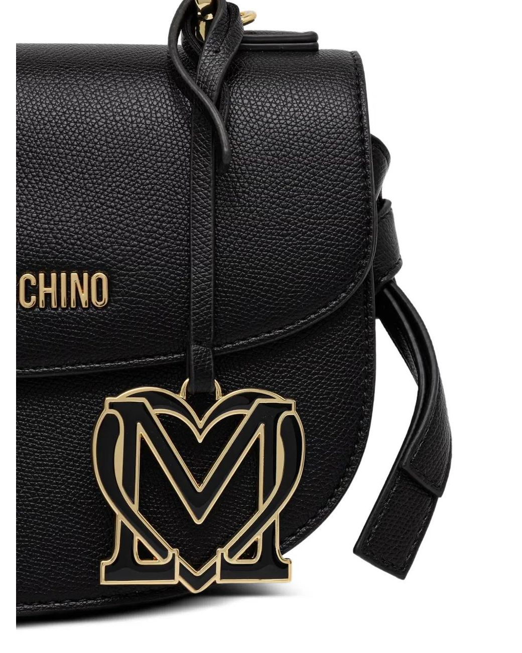 Love Moschino Black Logo-Plaque Pebbled Tote Bag