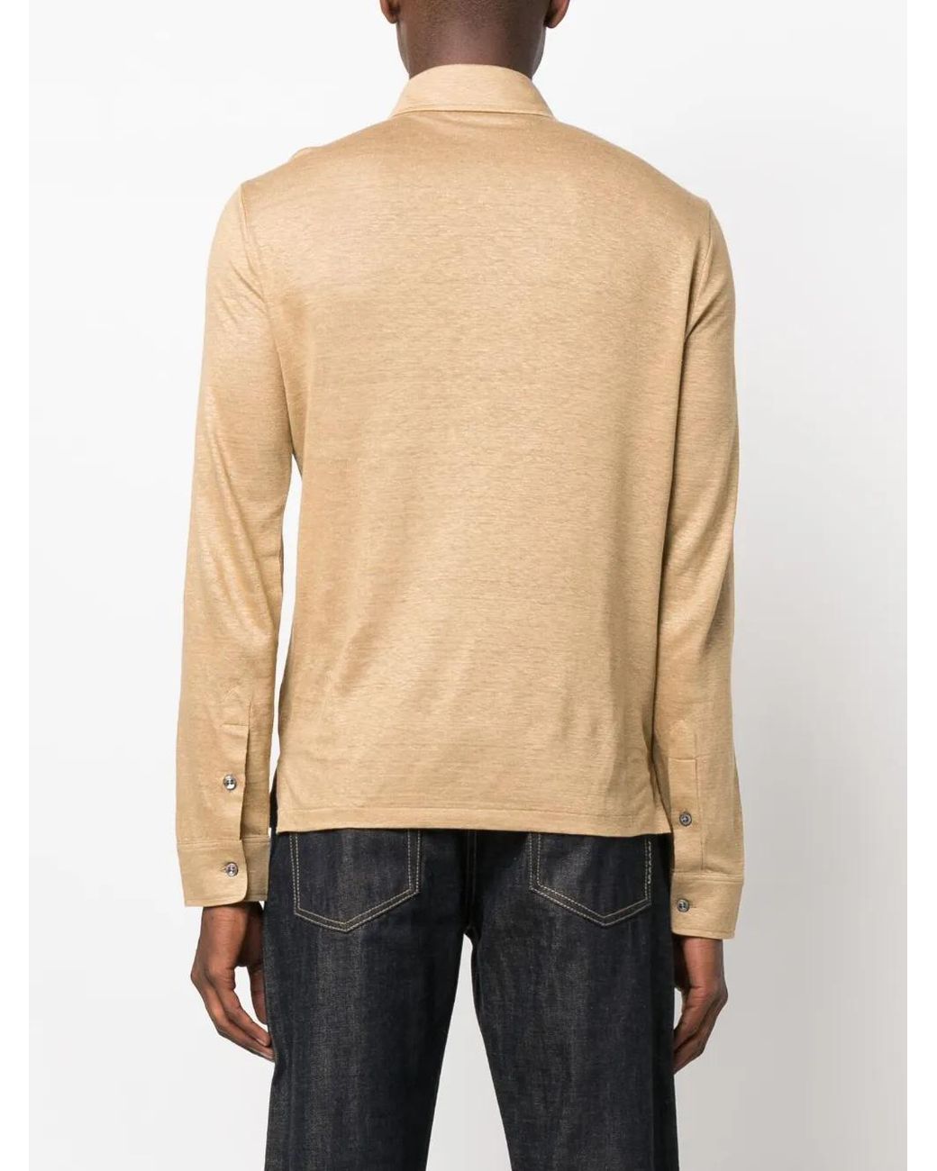 Ralph Lauren Natural Long-Sleeve Linen Polo Shirt for men
