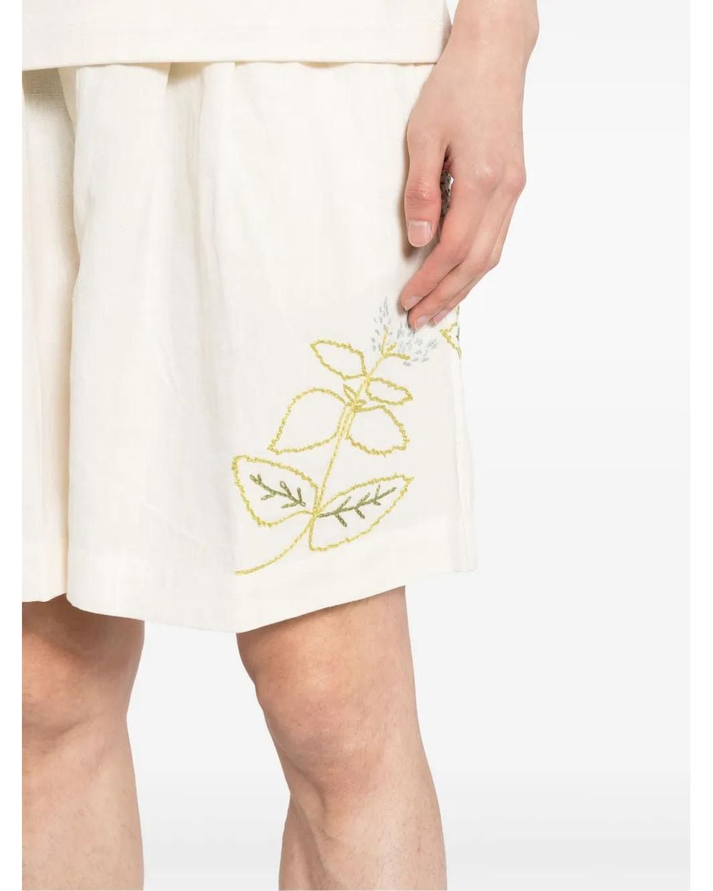STORY mfg. White Bridge Floral-Embroidered Shorts for men