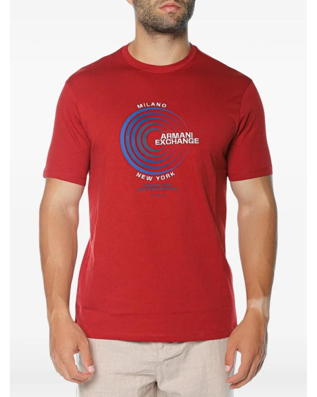ARMANI EXCHANGE Red Logo-Print Cotton T-Shirt for men
