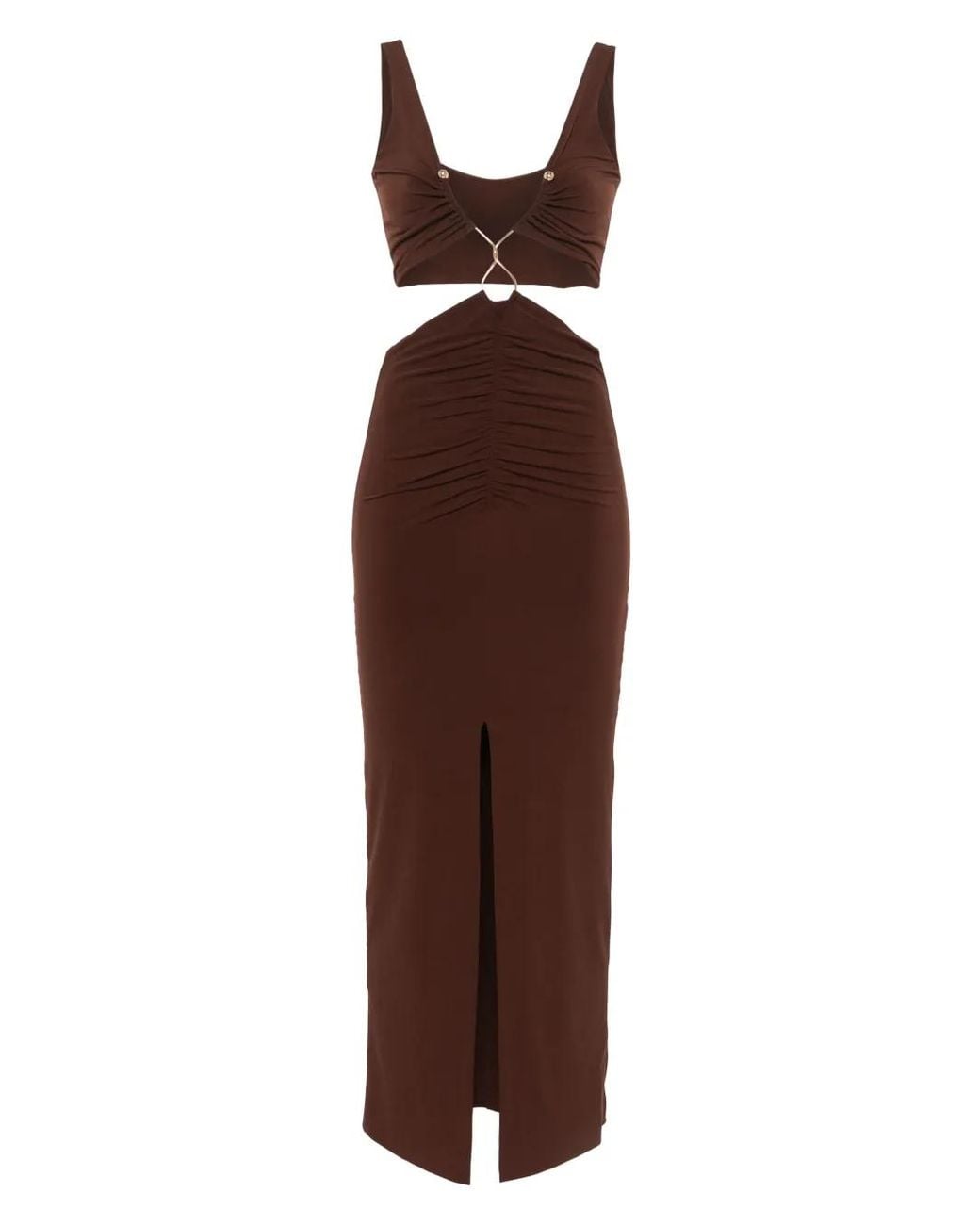 Nissa Brown Cut-Out Maxi Dress