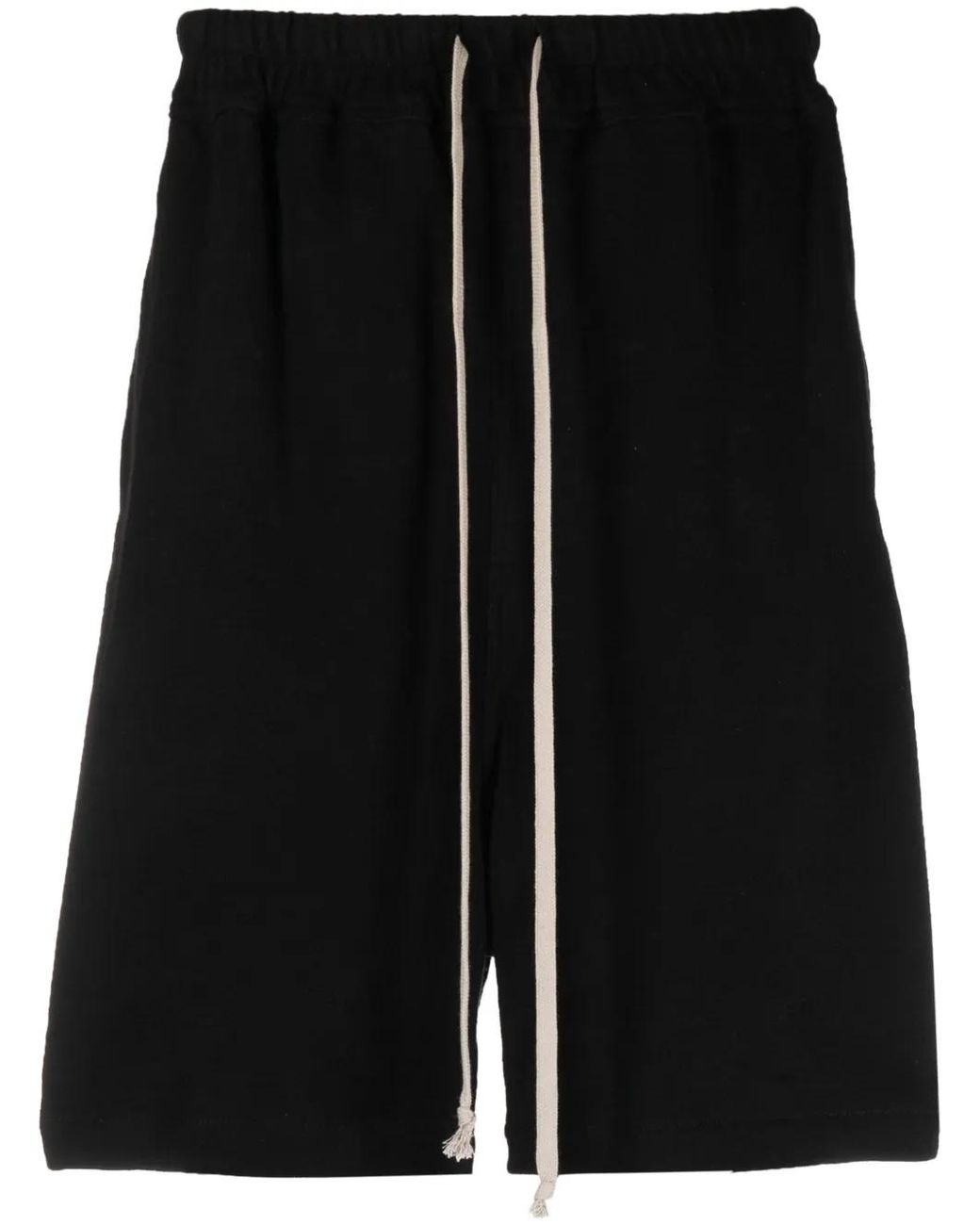 Rick Owens Black Drawstring Cotton Track Shorts for men