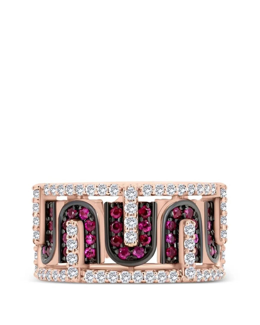 UNION LOS ANGELES Pink Ruby And Diamond U Ring