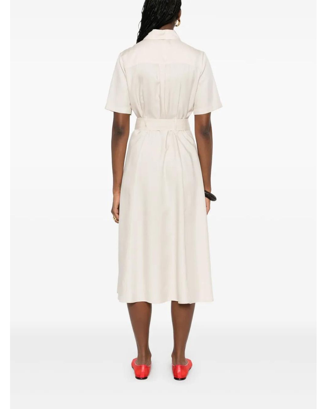 Woolrich White Tied-Waist Midi Dress
