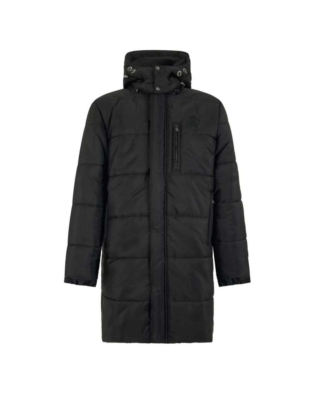 Roberto Cavalli Black Quilted Hooded Coat for men