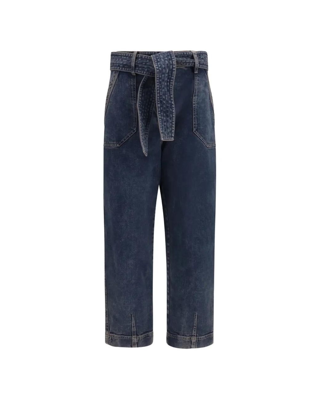 Giorgio Armani Blue High-Waisted Belted Jeans