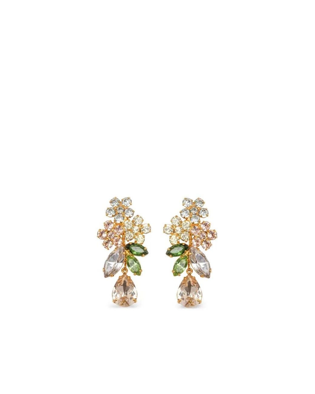 Jennifer Behr Metallic 18Kt Plated Bouquet Crystal Drop Earrings