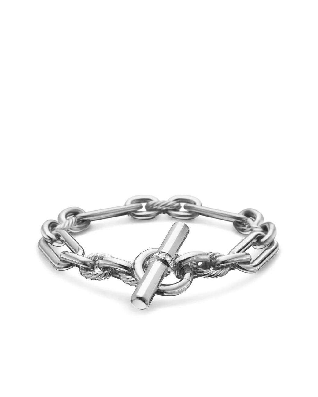 David Yurman Metallic Sterling Lexington Chain Diamond Bracelet (9.8Mm)