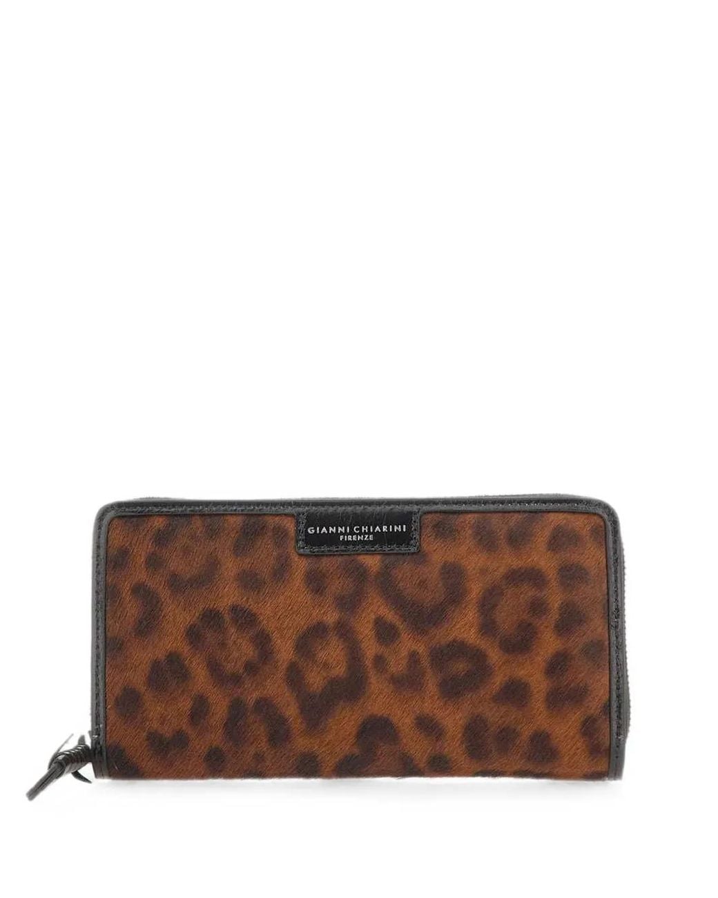 Gianni Chiarini Brown Horsy Leopard-Pattern Wallet