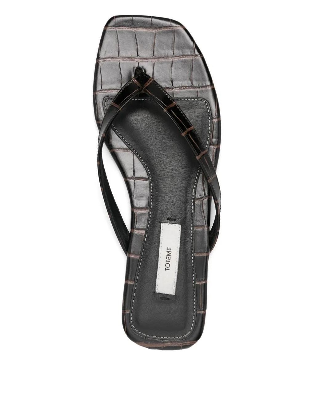 Totême Black Croco-Embossed Flip-Flops