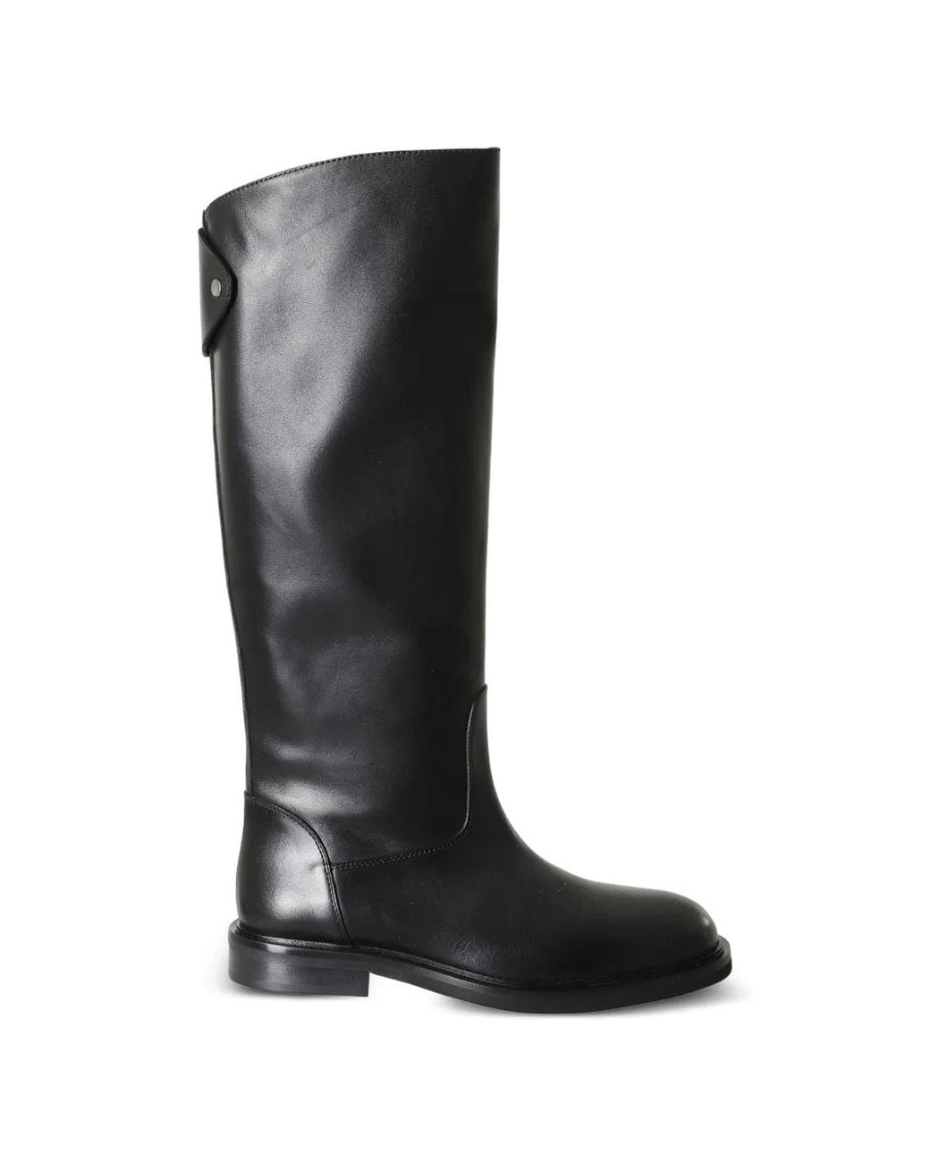 Poeve Black Touch-Strap Knee-High Boots