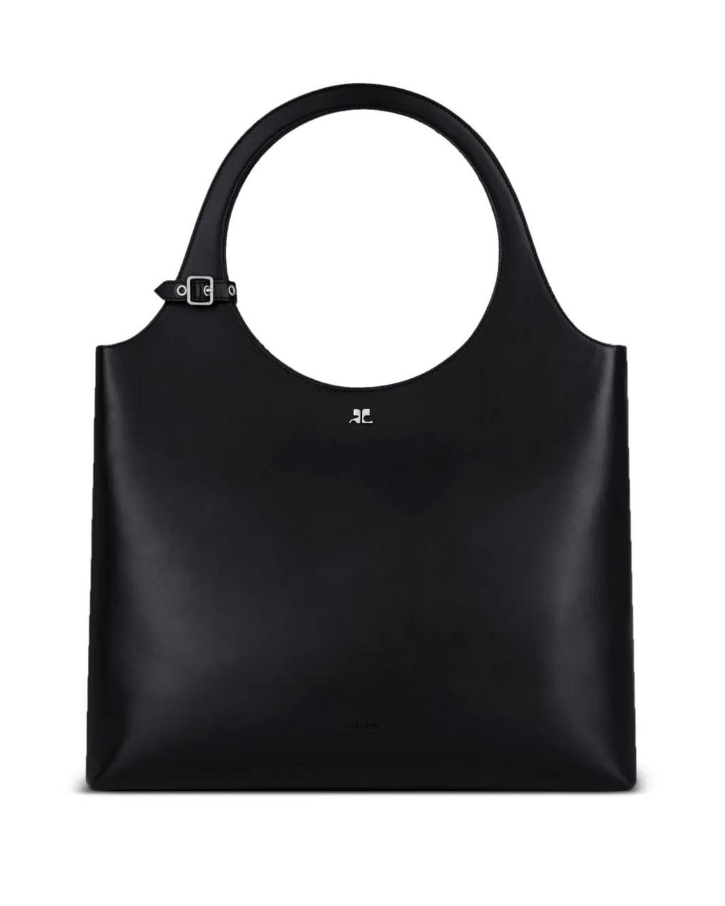 Courreges Black Holy Day Leather Tote Bag