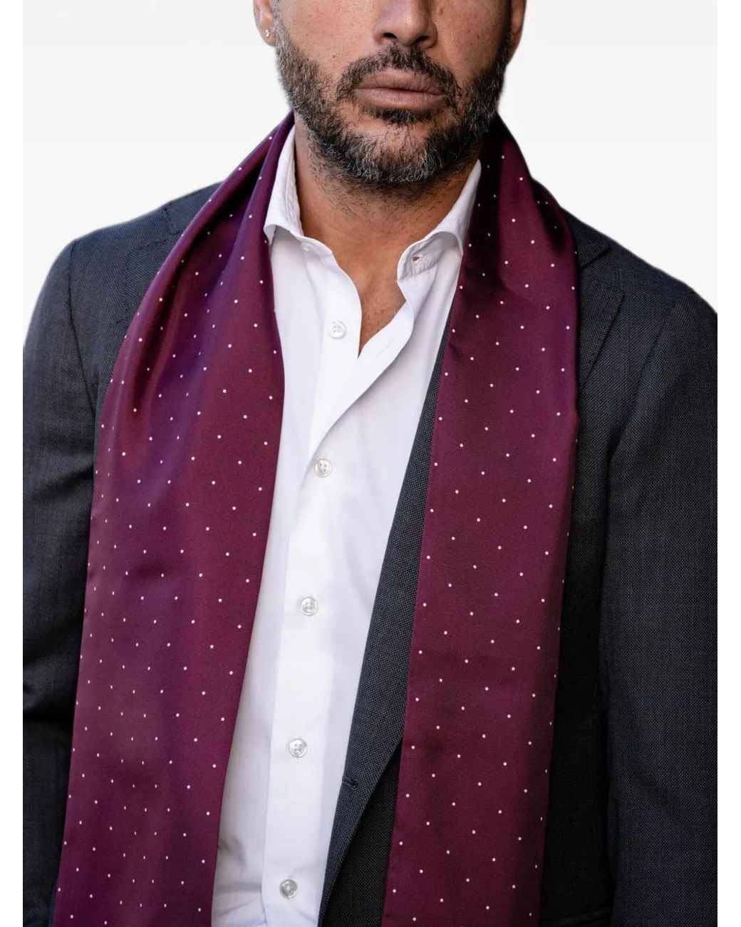 Elizabetta Purple Savona Polka-Dot Silk Scarf for men