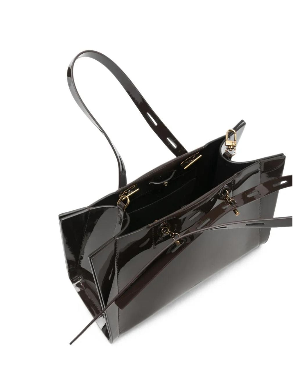 MINOBOSSI Black Paula Patent-Finish Tote Bag