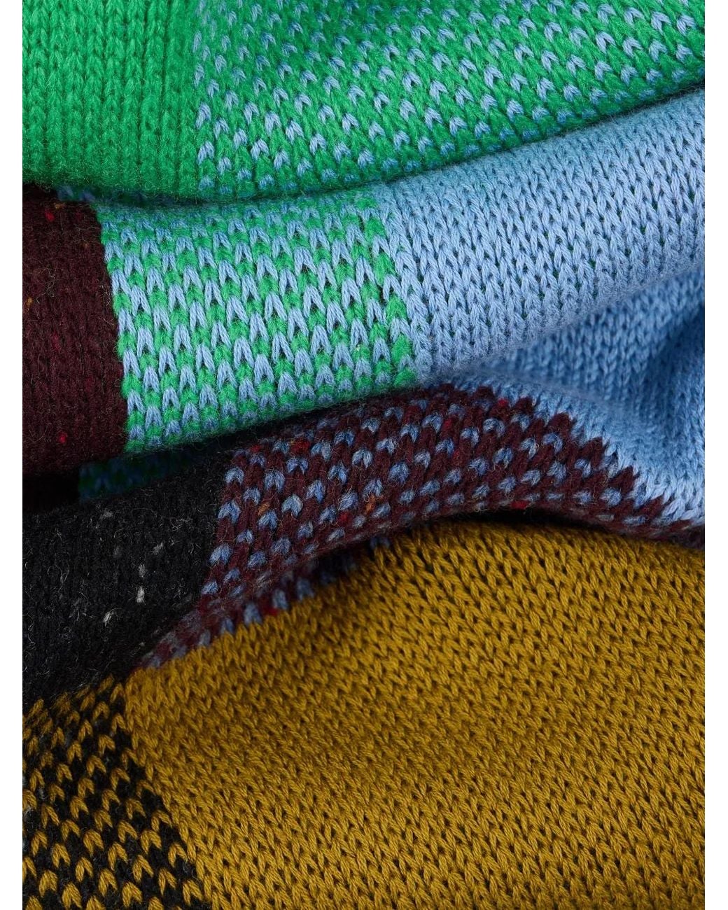 Paul Smith Blue Wool-Cotton Colour-Block Scarf for men