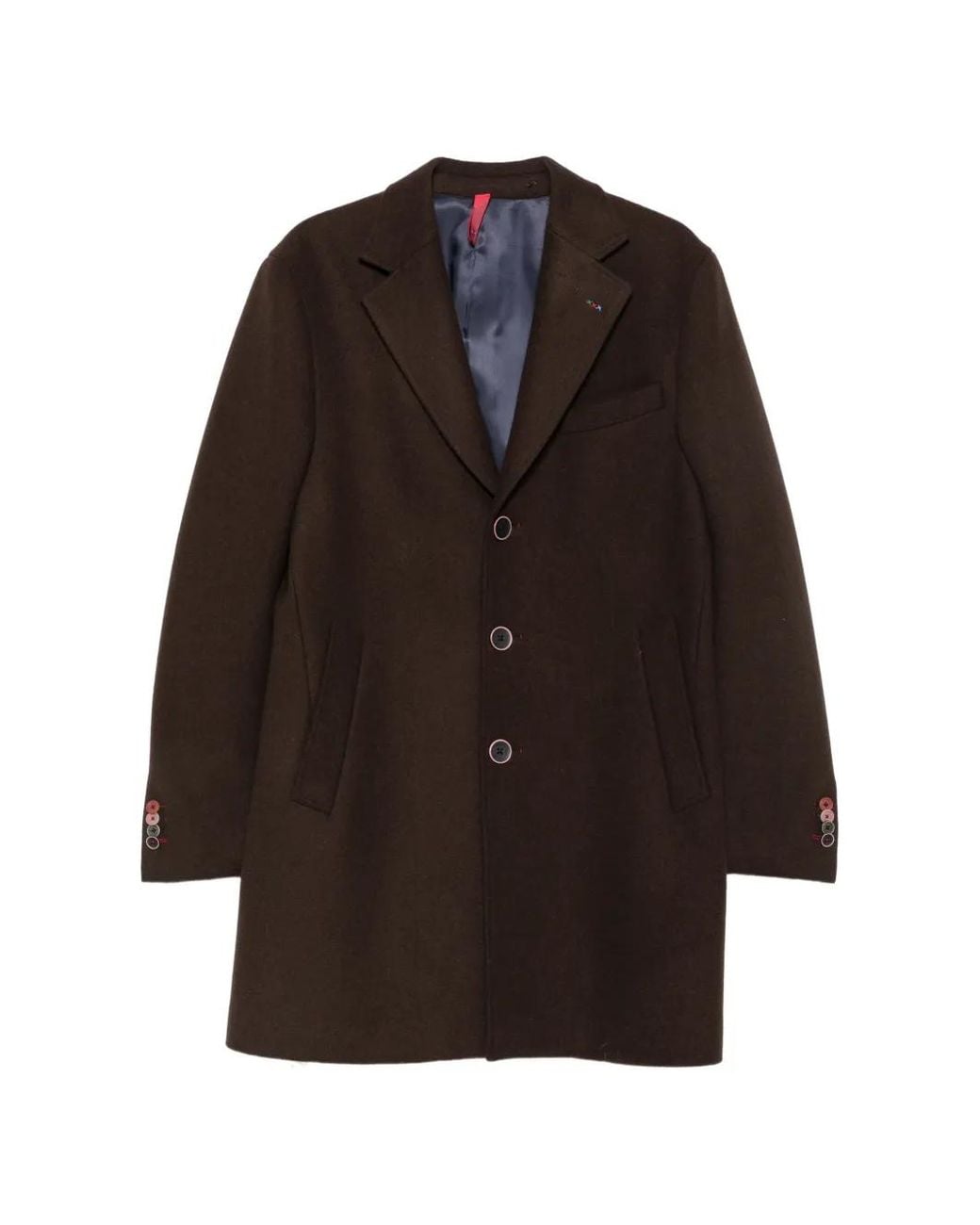 Manuel Ritz Brown Slim-Fit Notched-Lapel Coat for men