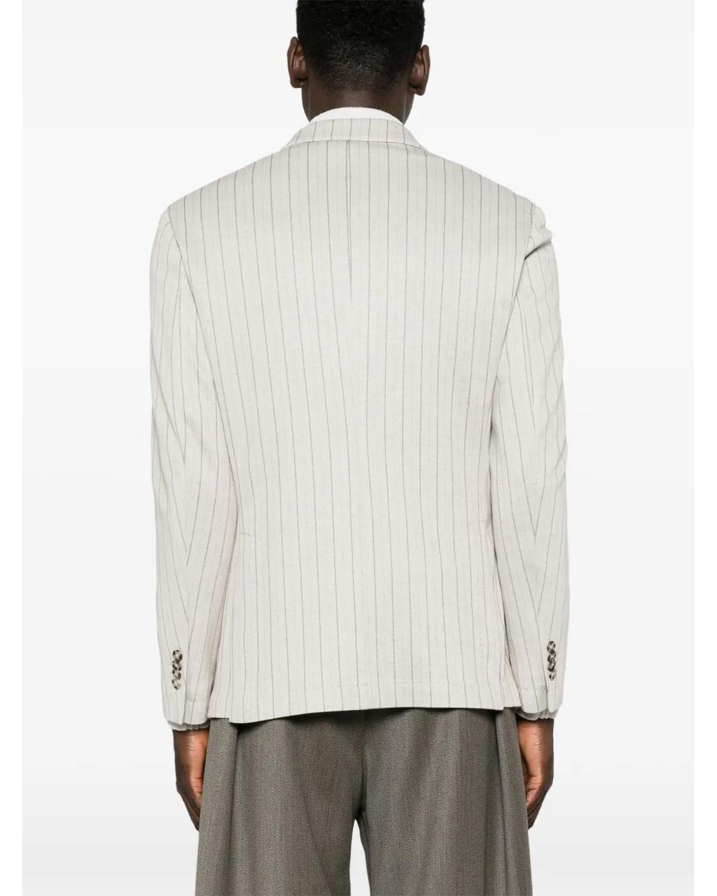 Manuel Ritz White Double-Breasted Regimental-Stripe Blazer for men