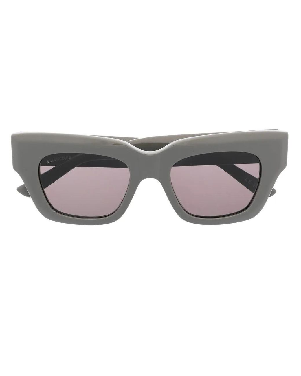 Balenciaga Gray Logo-Plaque Square-Frame Sunglasses