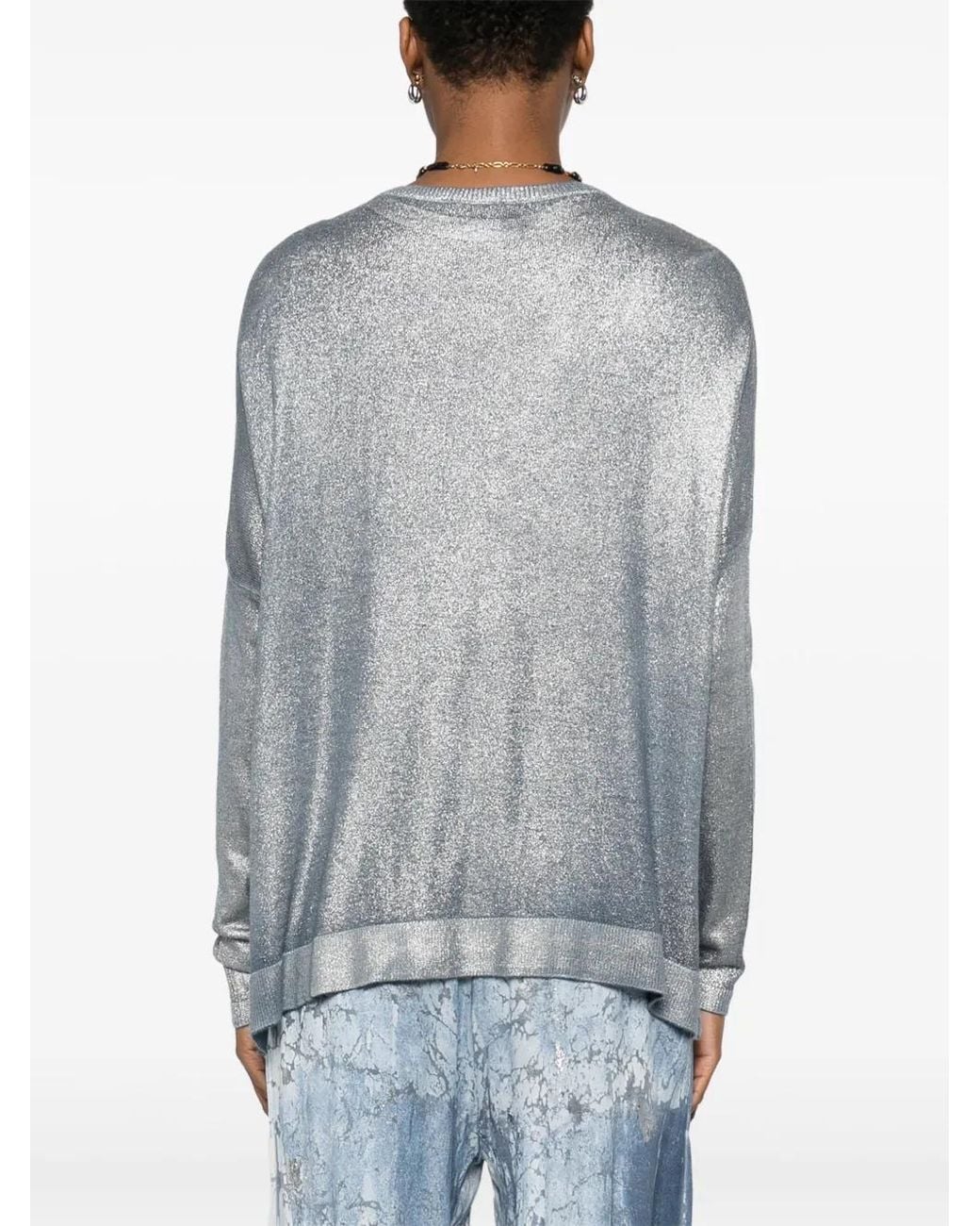 Avant Toi Gray Lamé Top