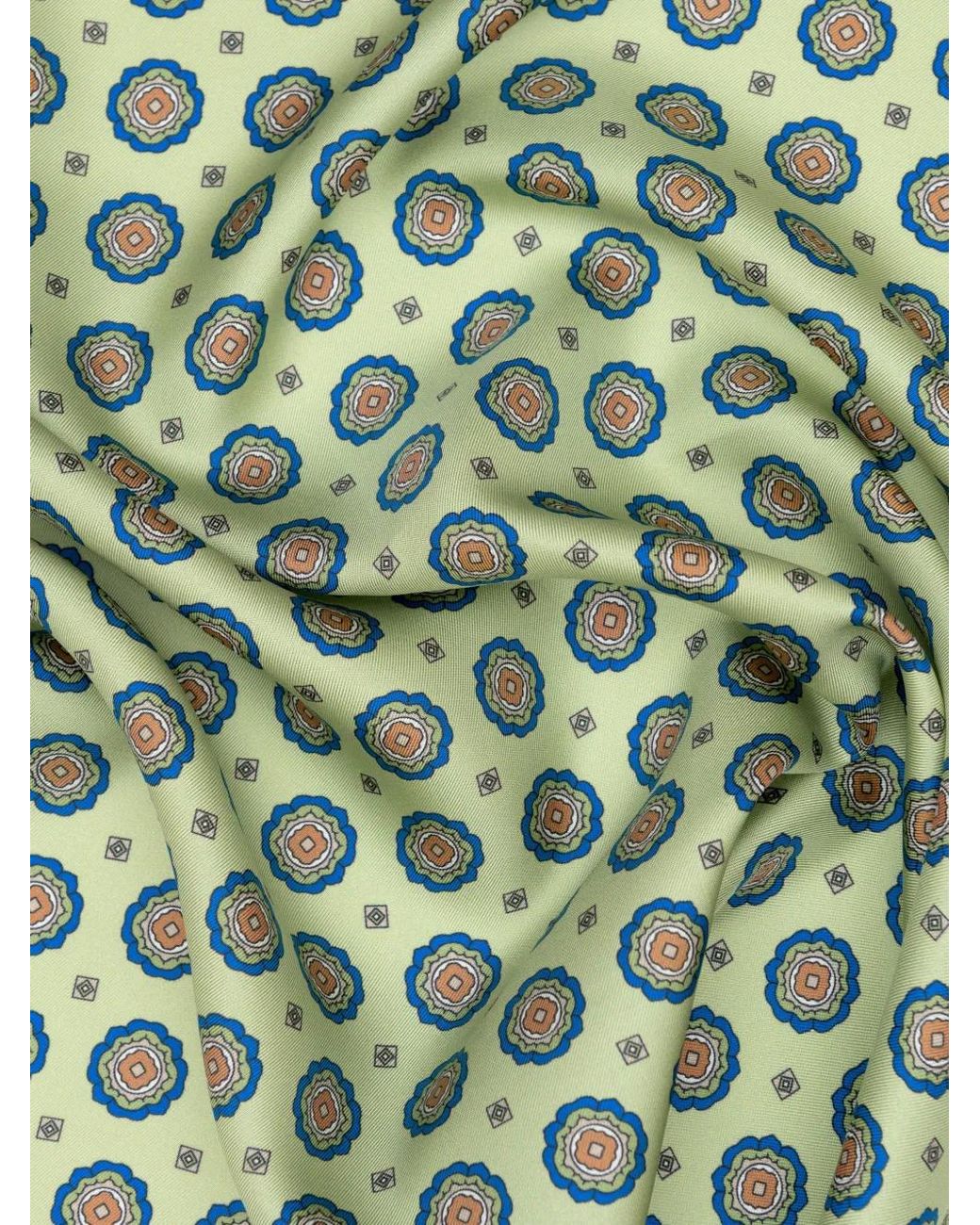 Elizabetta Green Medallion-Print Silk Scarf for men
