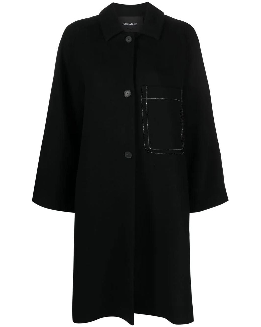 Fabiana Filippi Black Spread-Collar Single-Breasted Coat