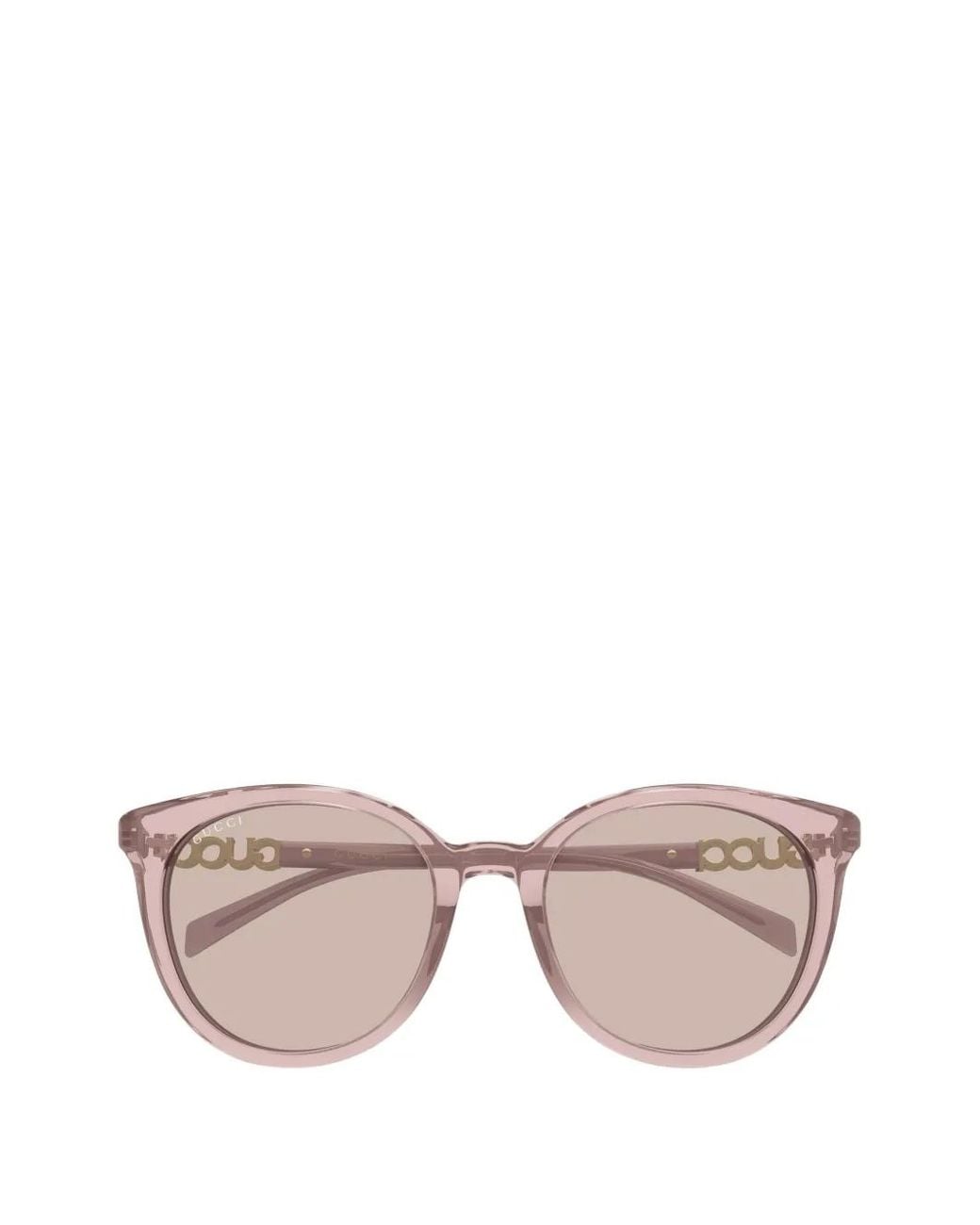 Gucci Pink Logo-Plaque Round-Frame Sunglasses
