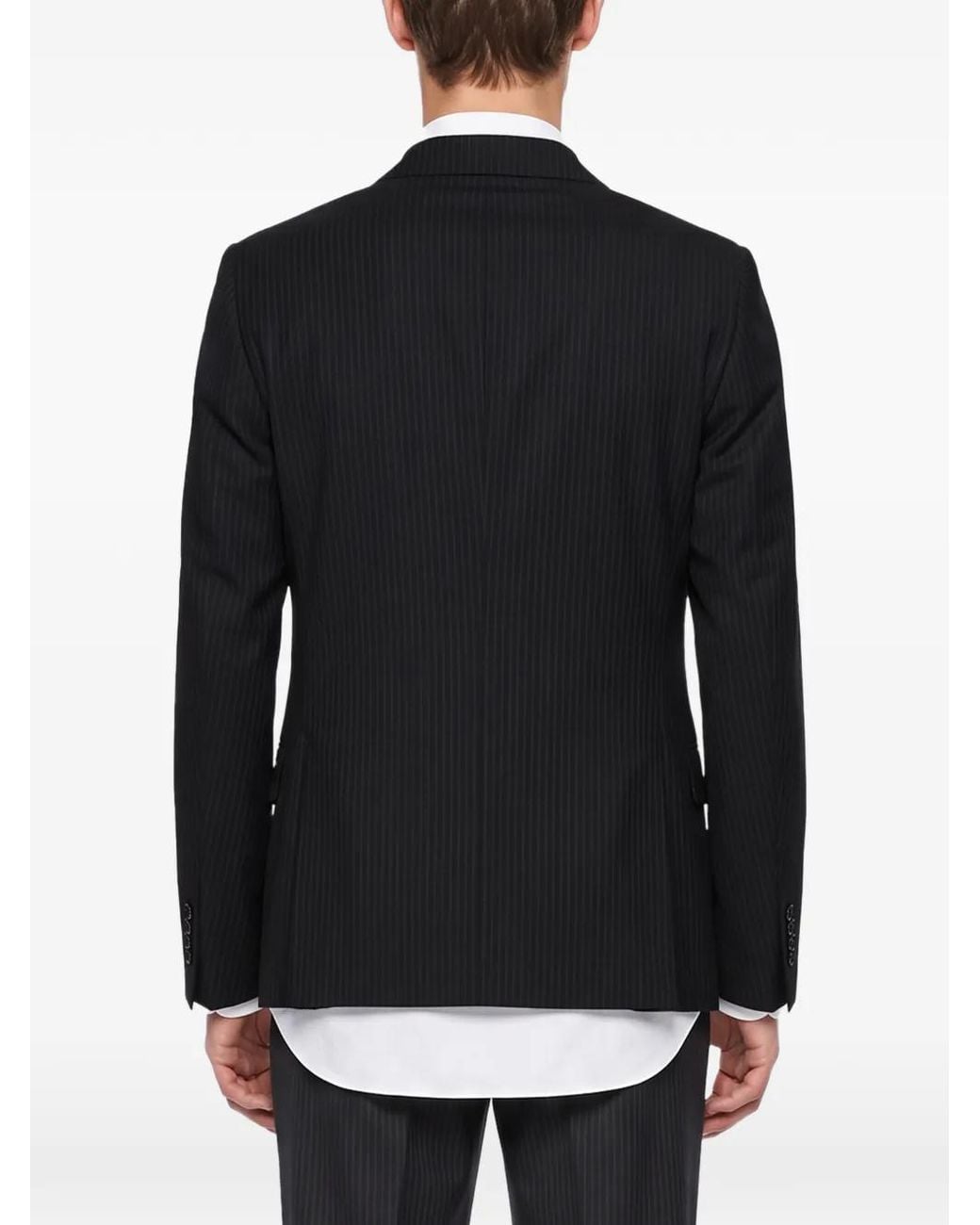 Another Aspect Black Pinstriped Double-Breasted Jacket for men
