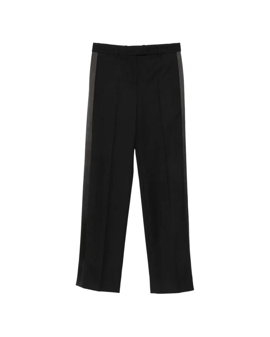 McQueen Black Satin-Trim Tailored Trousers