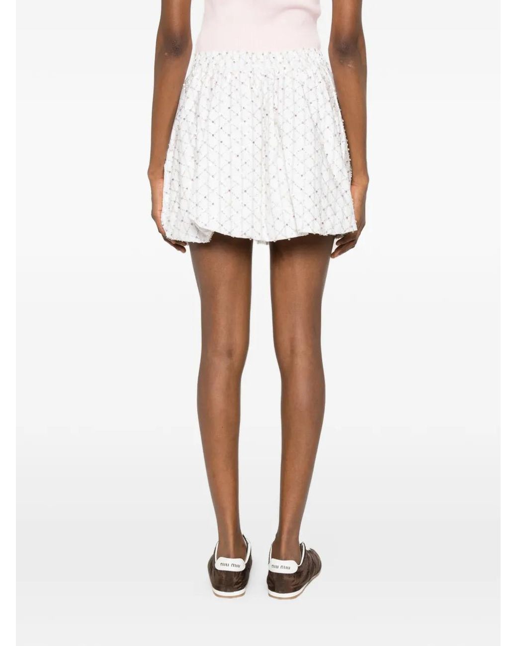 Maje White Beaded Bubble Skirt