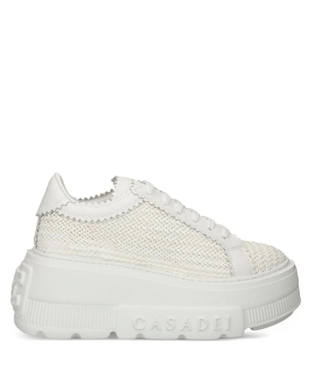 Casadei White Nexus Textured Platform Sneakers
