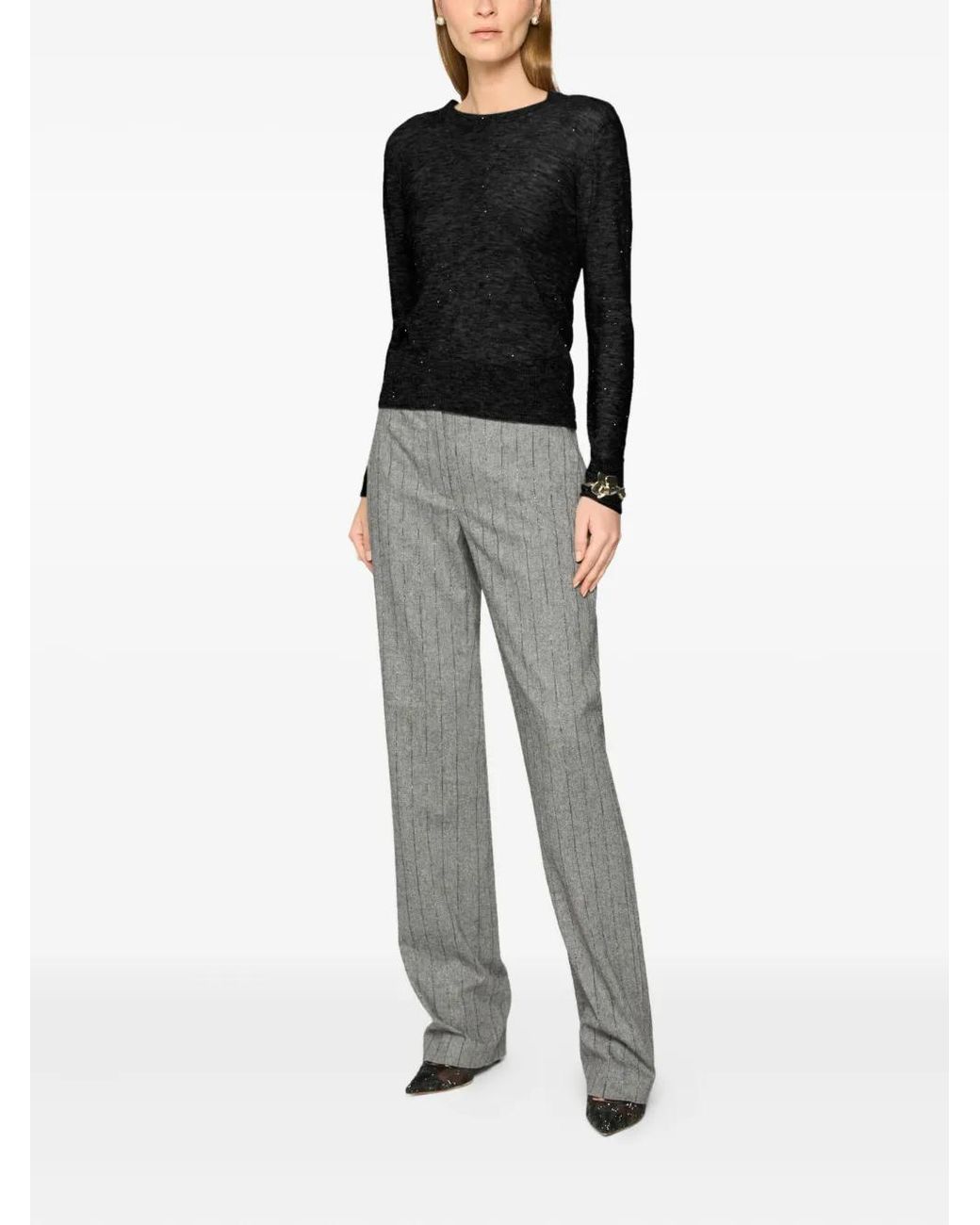 Genny Black Crew-Neck Long-Sleeve Sweater