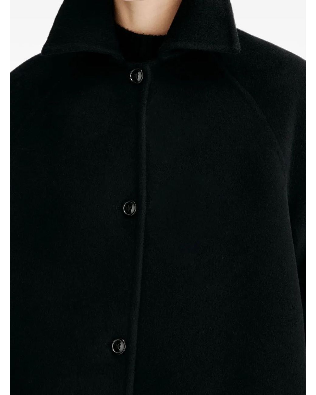 Loulou de Saison Black Yrsa Detachable Faux-Fur Collar Coat