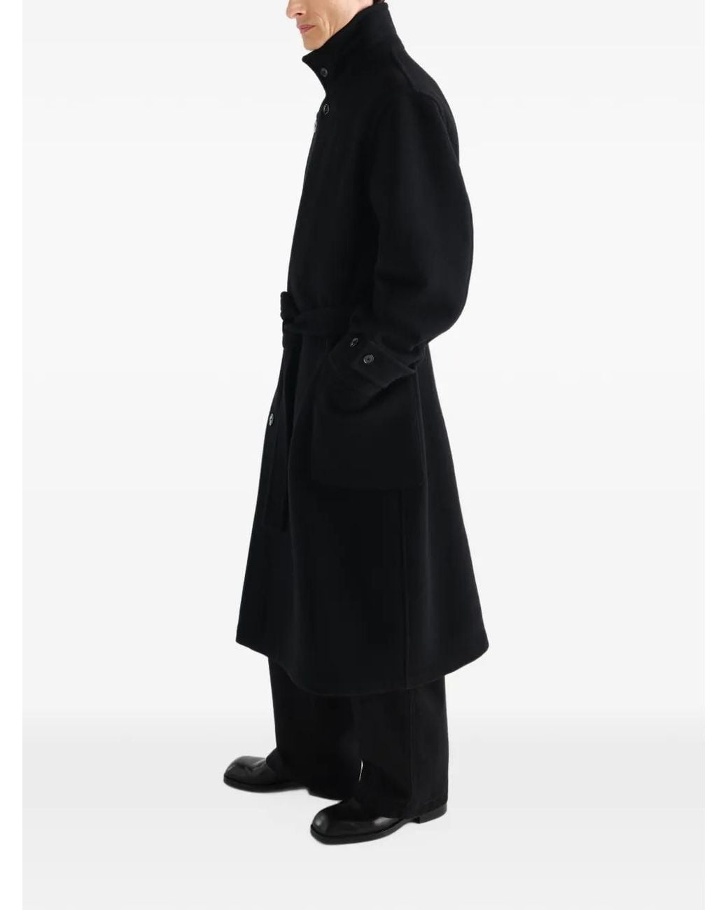 Lemaire Black Belted Single-breasted Coat