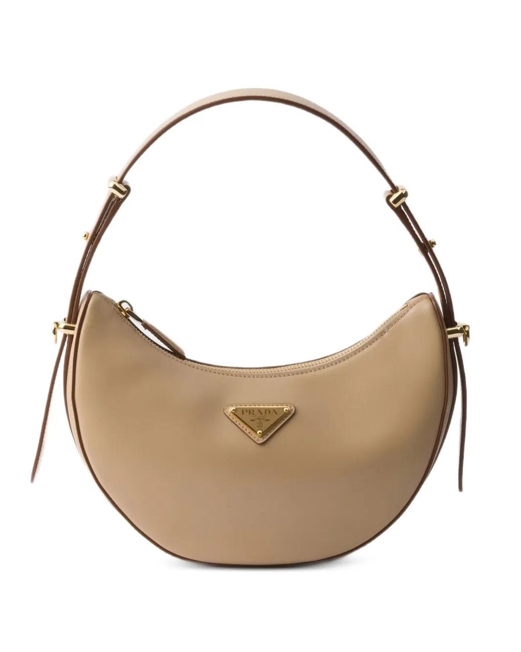 Prada Natural Mini Sac Porté Épaule Arqué En Cuir