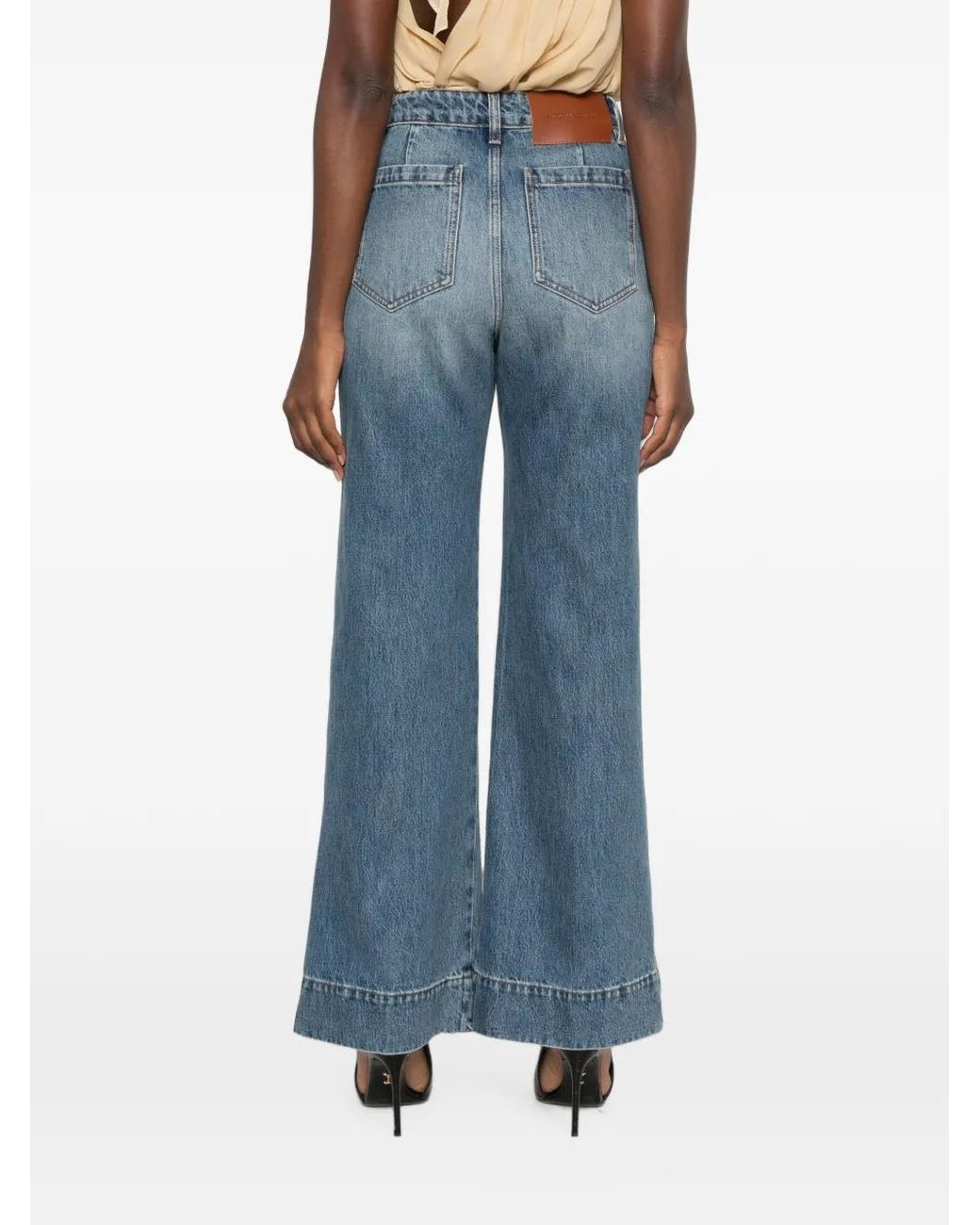 Victoria Beckham Blue Jean Ample À Poches Plaquées