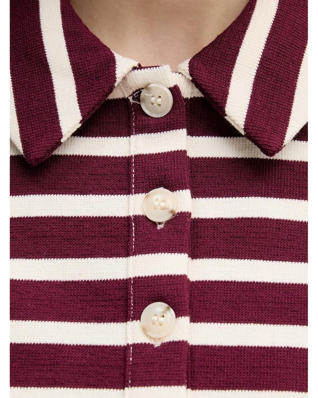 Benetton Red Striped Long-Sleeve Polo Shirt