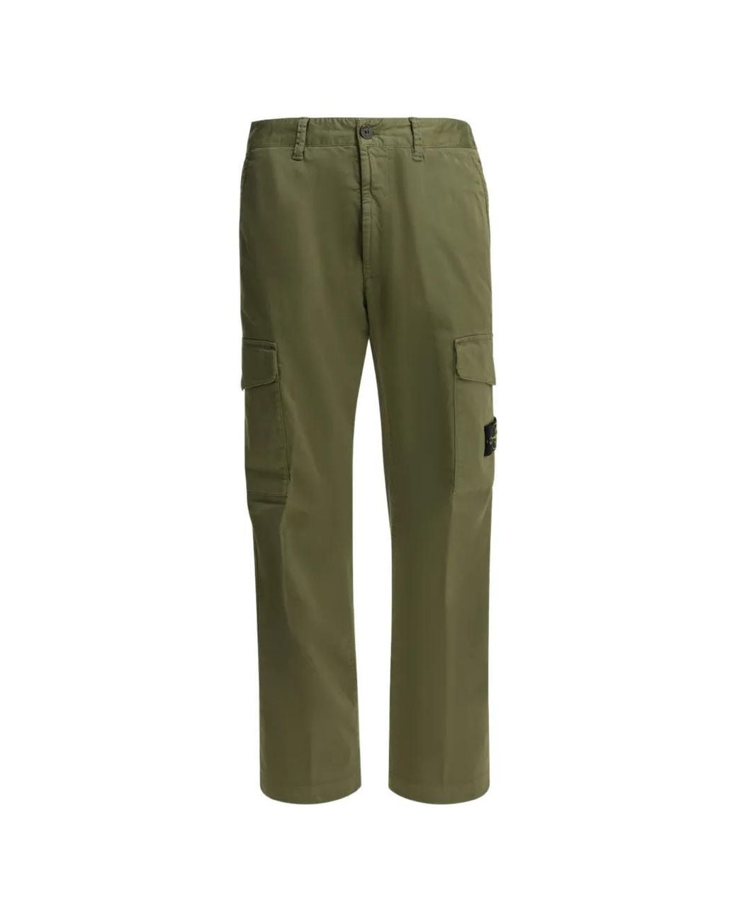 Stone Island Green Logo-Patch Cargo Pants for men