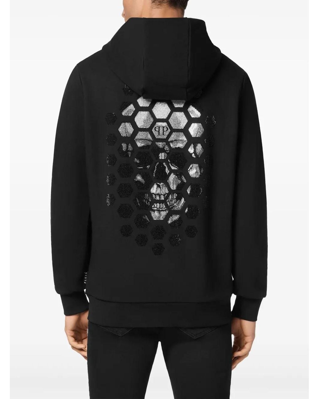 Philipp Plein Black Crystal-Embellished Hoodie for men
