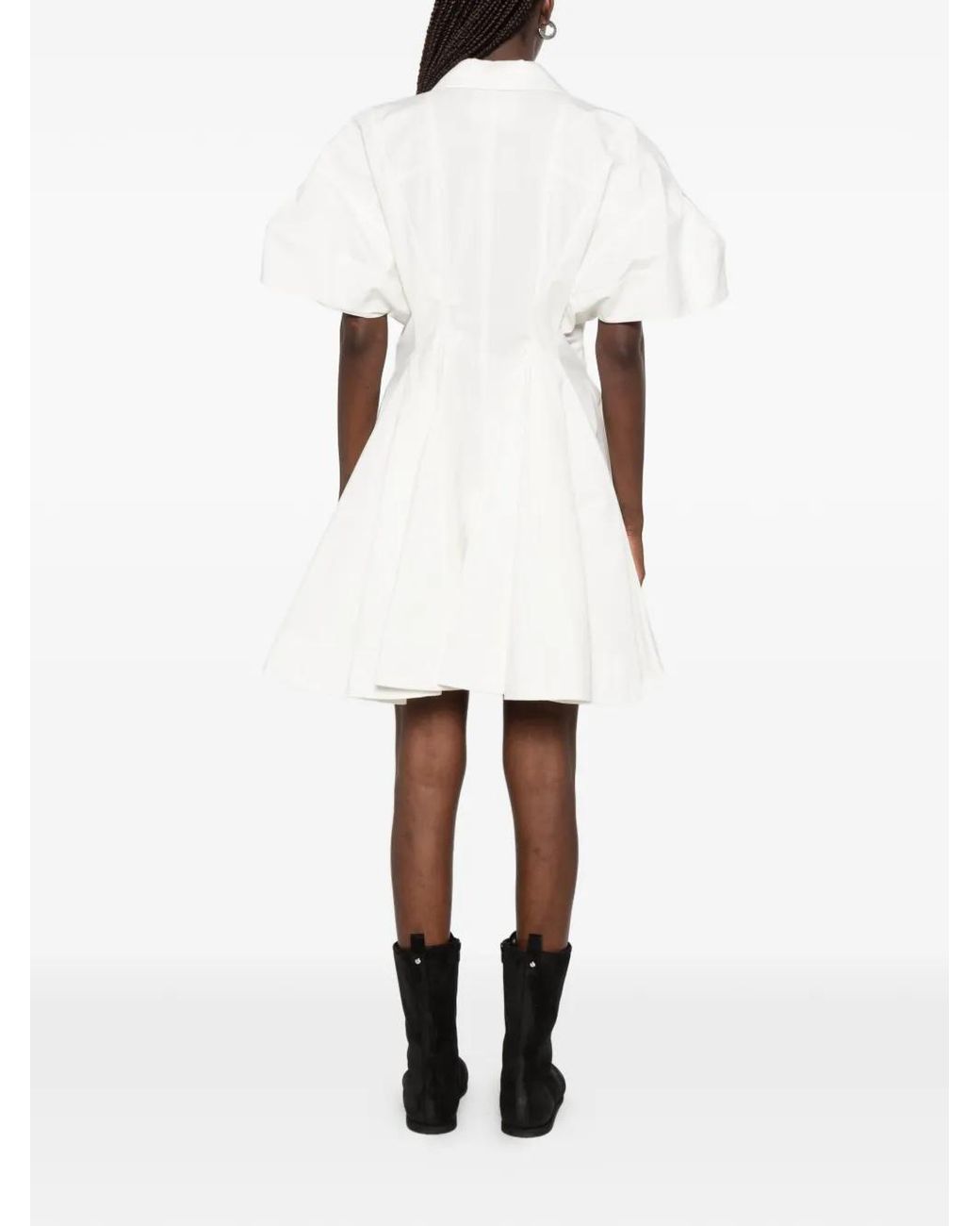 Sacai White Double-Breasted Flared Dress
