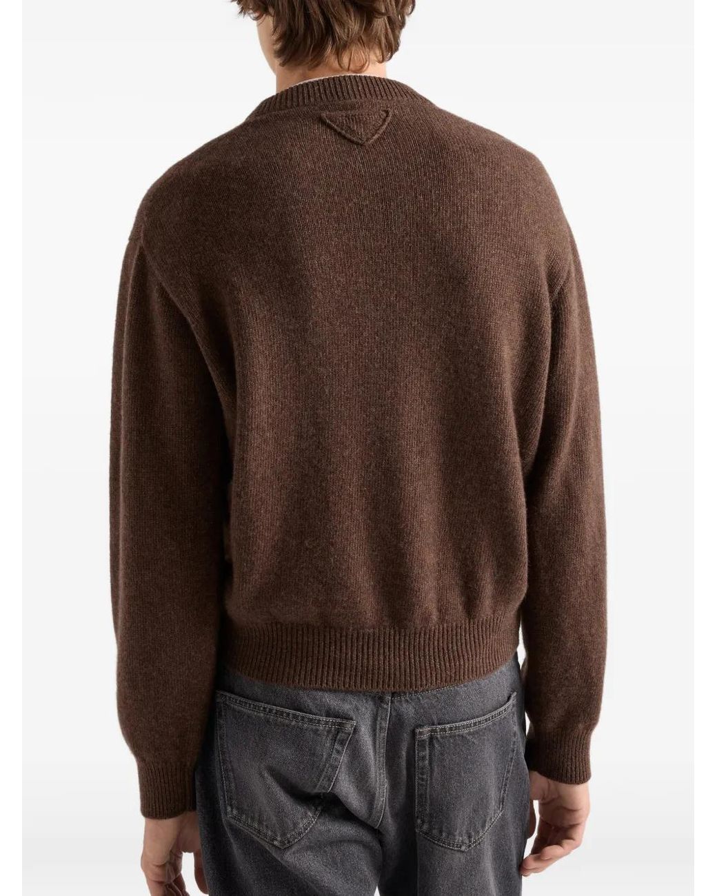 Prada Brown Re-Cashmere Crew-Neck Sweater for men