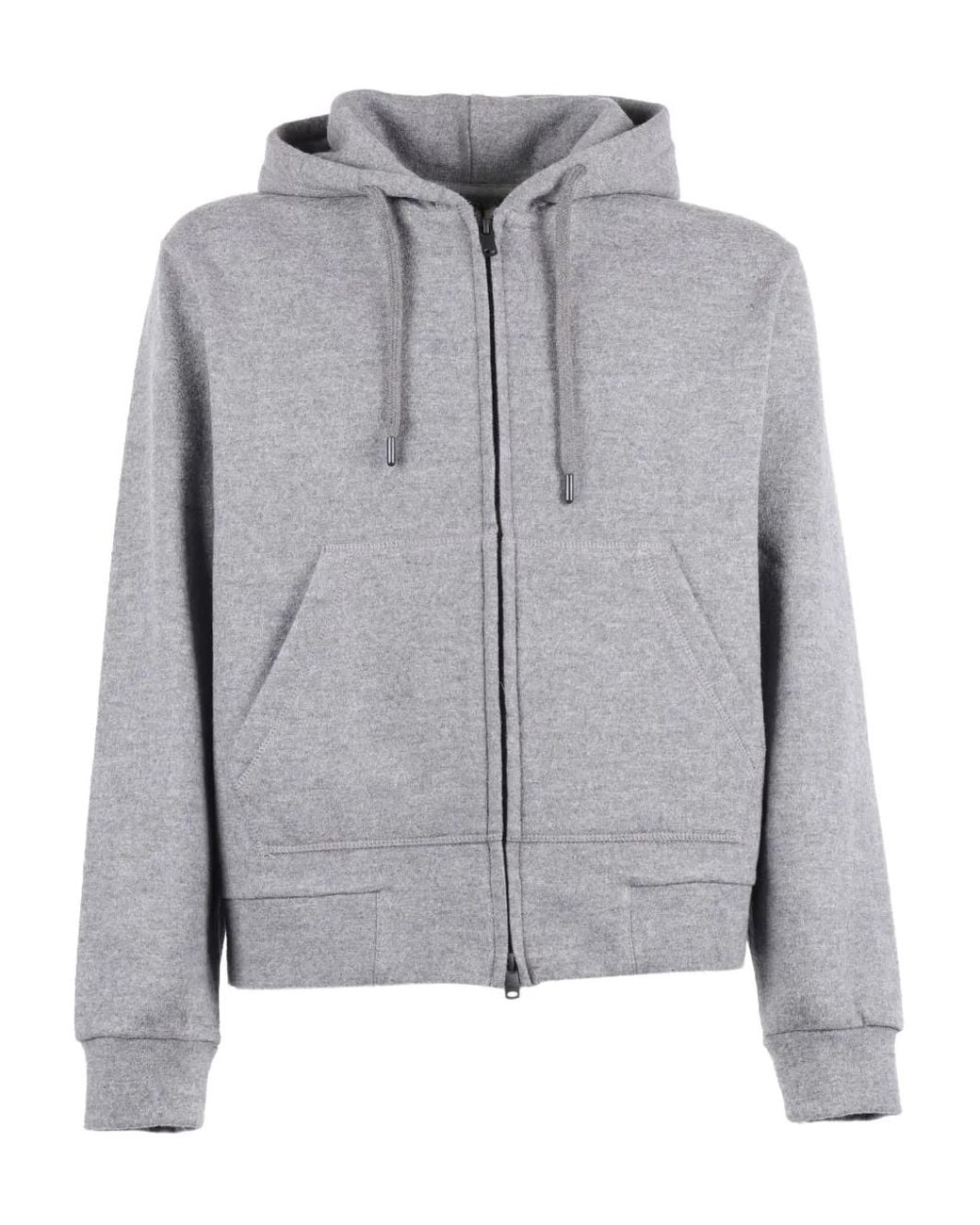 Circolo 1901 Gray Wool Zip-Up Hoodie for men