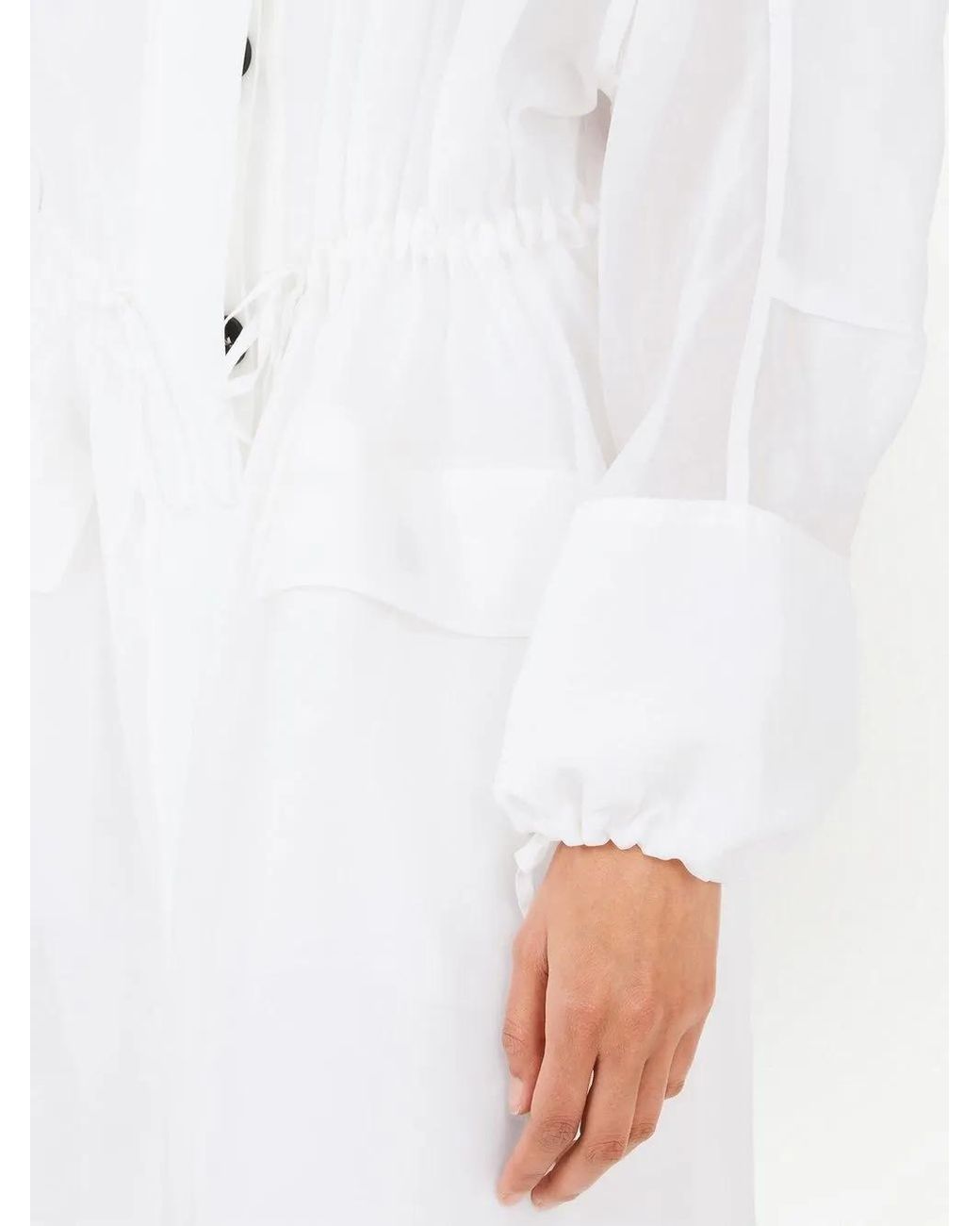 Ferragamo White Lightweight Silk Parka