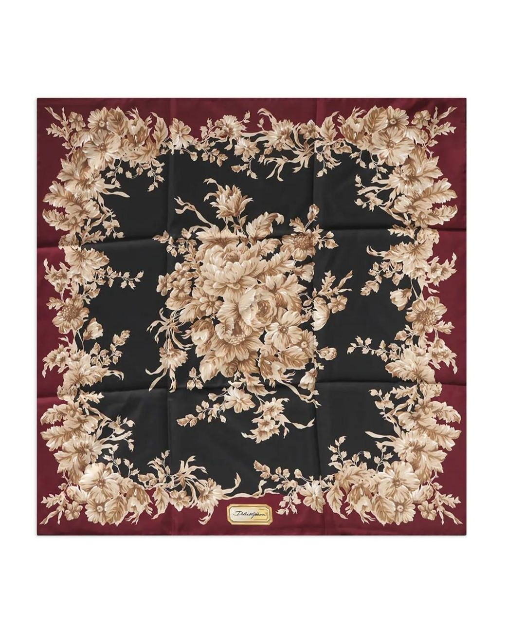 Dolce & Gabbana Metallic Floral-Print Silk Scarf