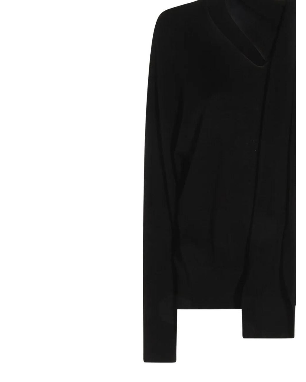 Zanone Black Neck-Tie Sweater