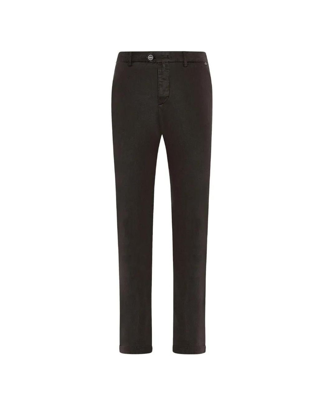Kiton Black Button-Up Straight-Leg Trousers for men