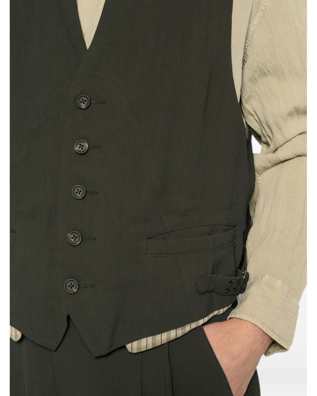 Ziggy Chen Black Patterned-Back Waistcoat for men