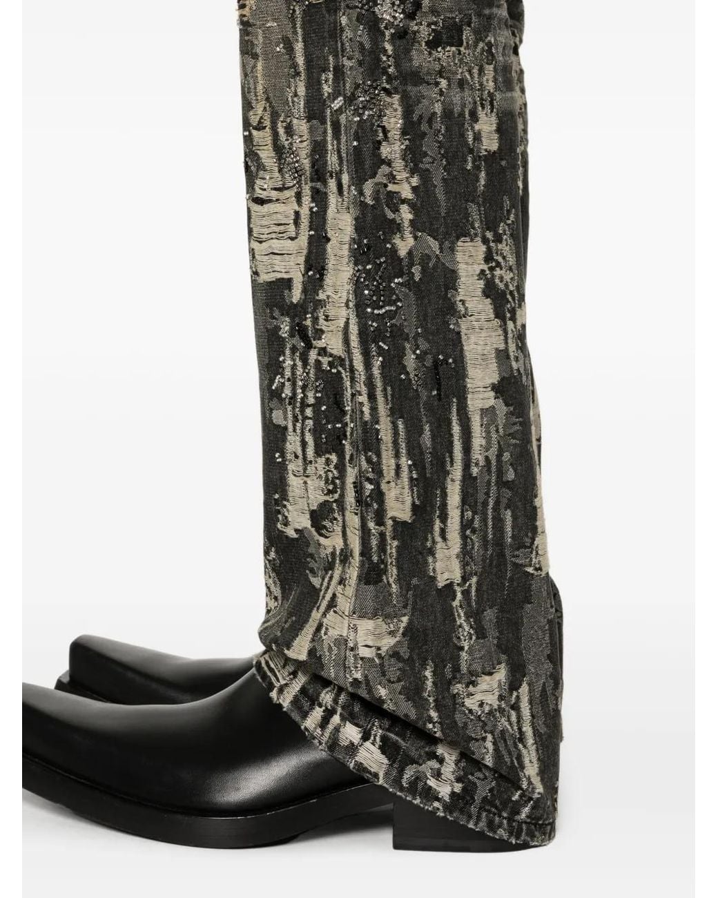 Purple Brand Gray P026 Bead Splatter Destroy Pants for men