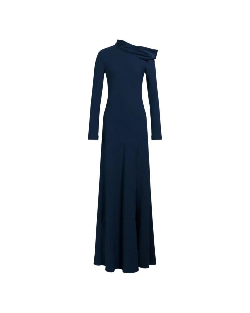 Alberta Ferretti Blue Robe Longue Drapée À Épaules Dénudées