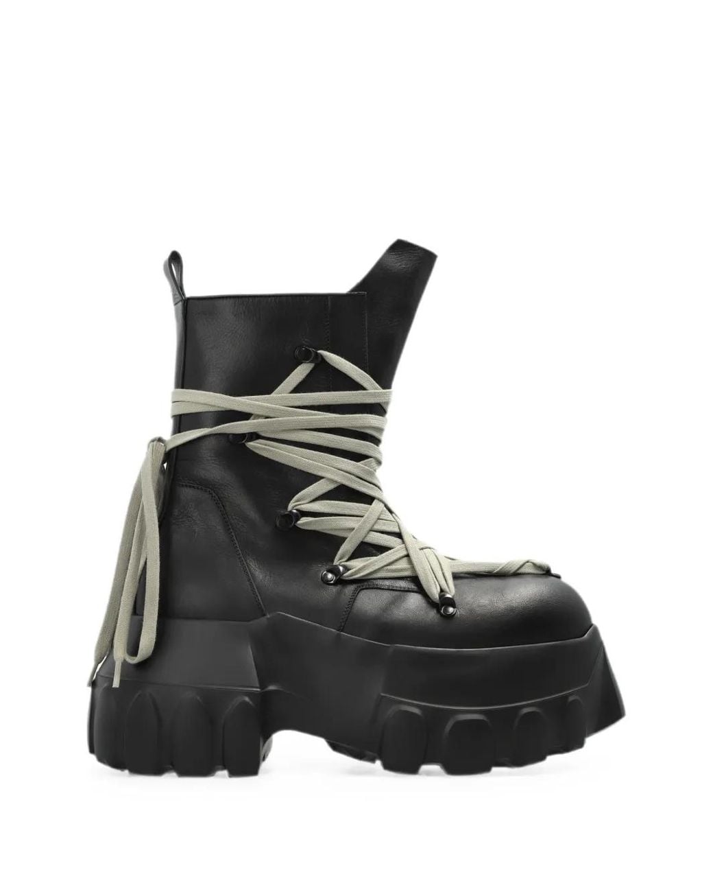 Rick Owens Black Tower Megalace Mega Tractor Boots for men
